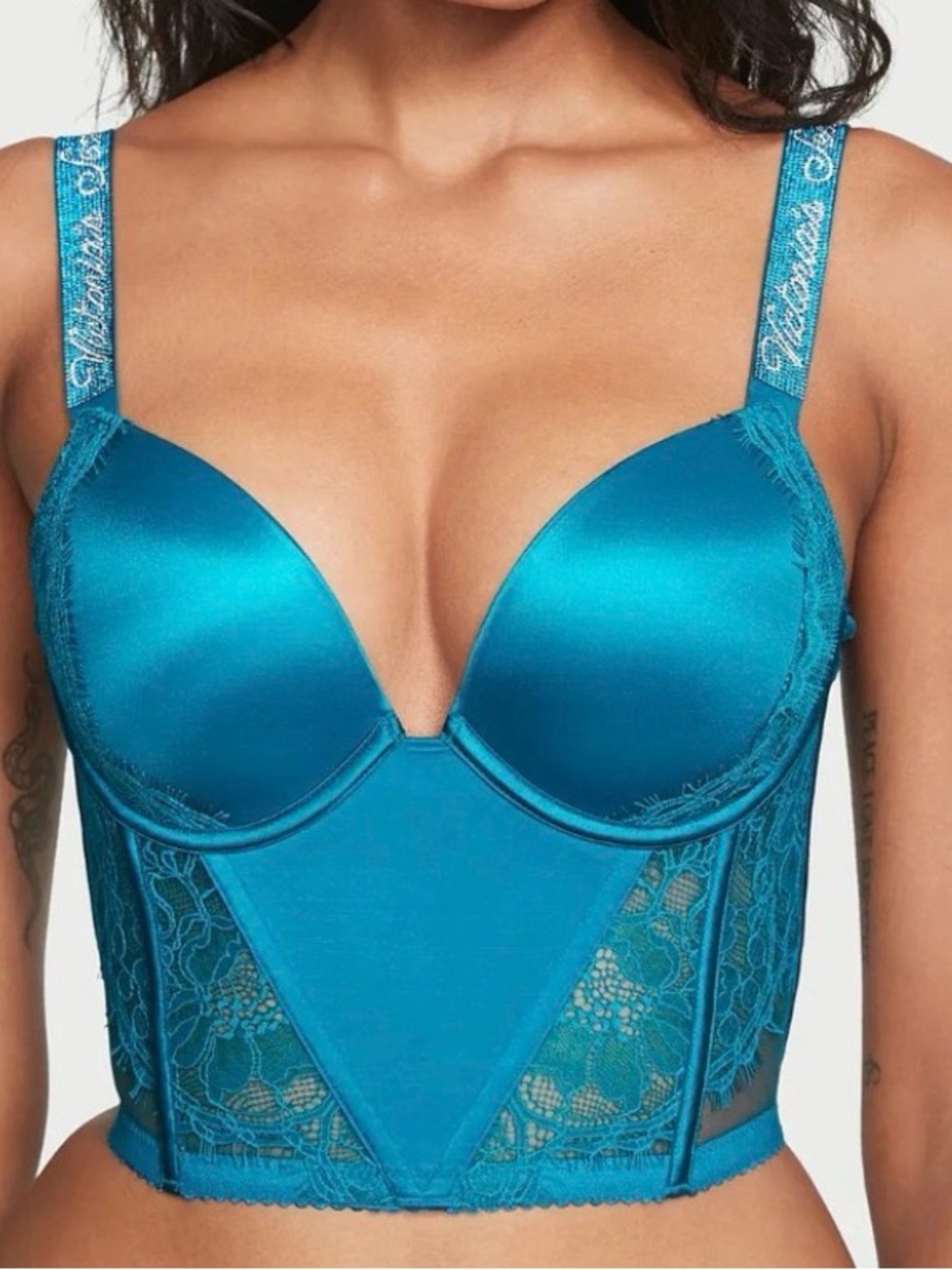 Victoria's Secret Blue Lace Corset Bra